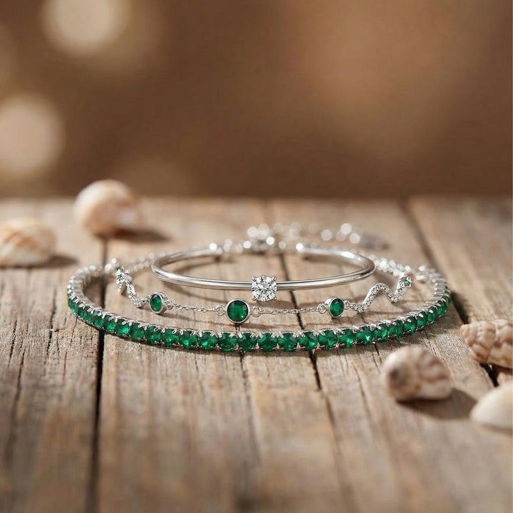 Johana Luxe™ - Emerald Elegance Collection Bracelet Set
